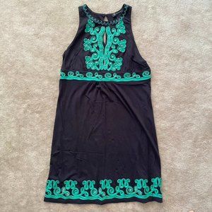 NWT INC International Concepts "Indian Summer" Black and Green Jersey Dress